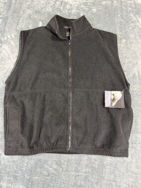 UltraClub Iceberg Fleece Mens Black Full-Zip Sleeveless Vest XL NWT